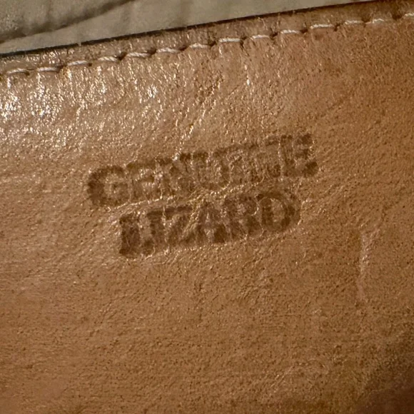 VTG Tony Lama Brown Leather & Lizard Western Belt with Silver Tip, Size 36 - Picture 9 of 13